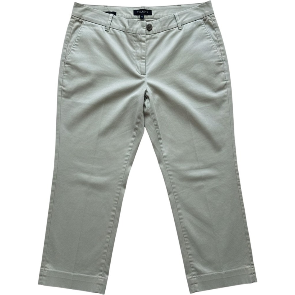 Talbots Heritage Fit Sage Green Chino Pants Womens 12 Straight Leg Cropped Ankle